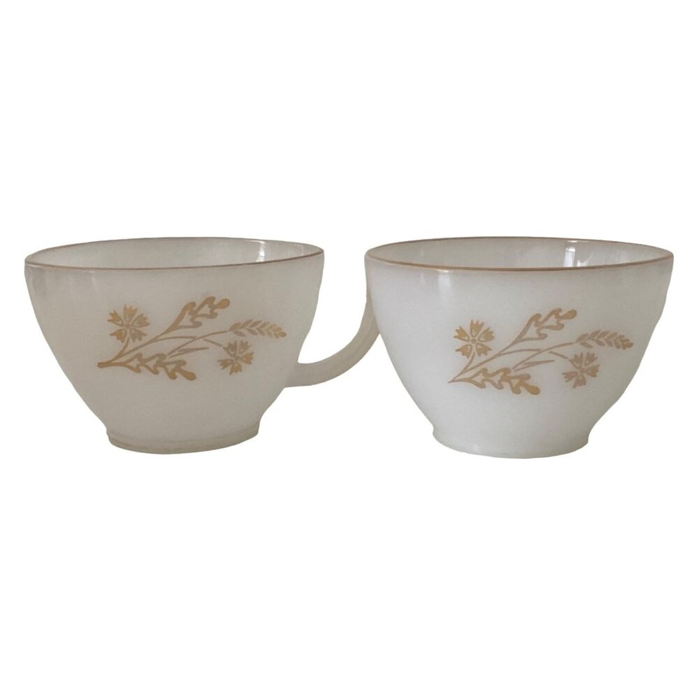 Federal Milk Glass Company Meadow Gold Wheat Coffee Tea Cup Heat Proof Vintage
